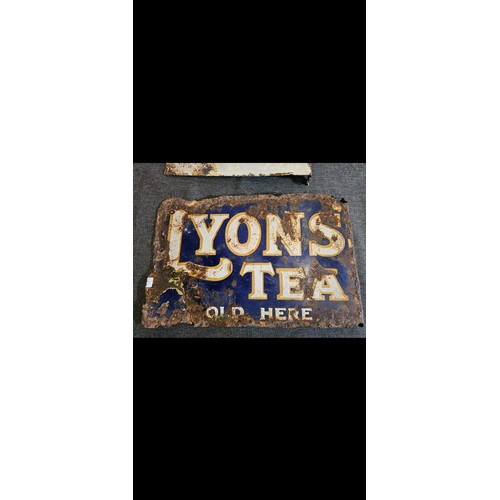 2157 - Set of 4 genuine vintage metal enamel advertising signs, Lyons Tea, Barrs Tea and Glove metal polish