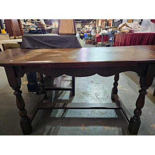 2166 - 2 X TABLES. LARGE OAK AND A COFFEE TABLE