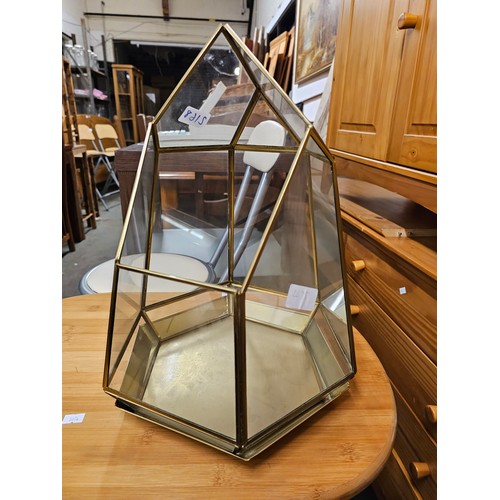 2168 - GOLD COLOUR GEOMETRIC GLASS TERRARIUM