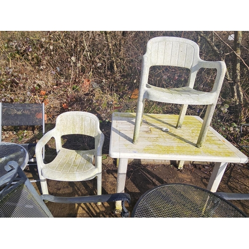 350 - SQUARE WHITE PLASTIC TABLE AND 2 CHAIRS