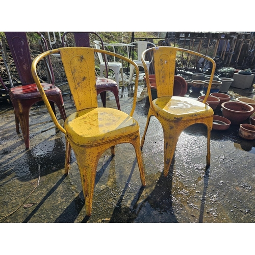 359 - 2 X INDUSTRIAL STYLE METAL YELLOW CHAIRS