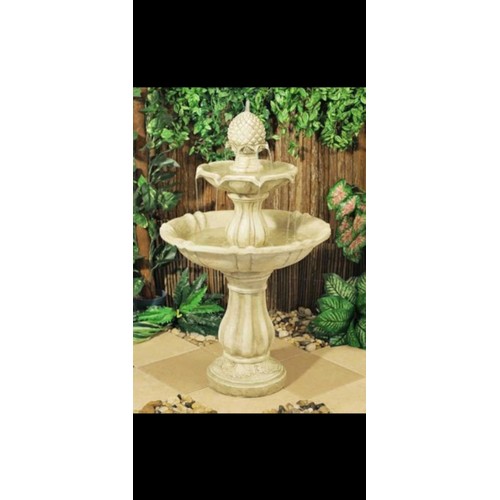 314 - PRIMROSE 98CM ELIZABETHAN STONE EFFECT 2 TIER CLASSICAL PINEAPPLE DESIGN WATER FOUNTAIN FEATURE OUTD... 