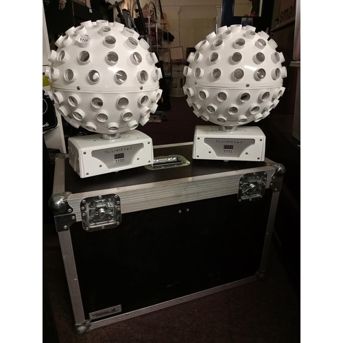 1115 - cost £250 each! TWO NEW CONDITION KAM STATOSPHERE DISCO / STAGE LIGHT CHANGING COLOUR MIRROR BALL EF... 