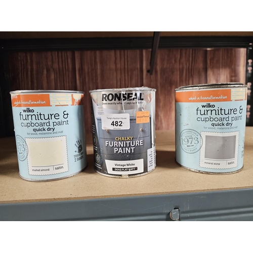 482 - FURNITURE PAINT; VINTAGE WHITE RONSEAL, CRUSHED ALMOND AND MINERAL STONE