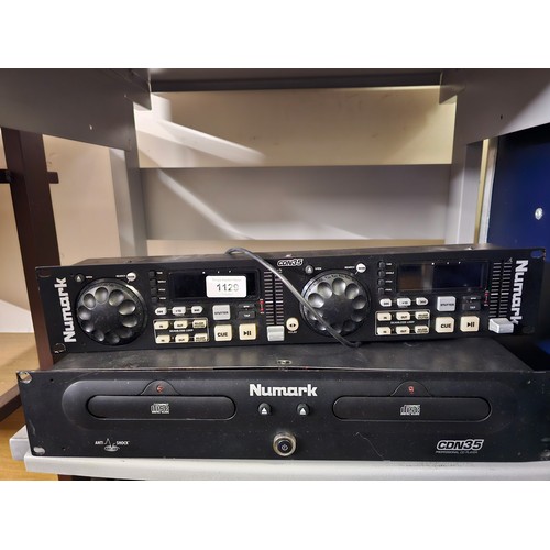 1129 - NUMARK TWIN CD PLAYERS WITH  COUPLING LEAD AND CONTROLLER MODEL CDN35