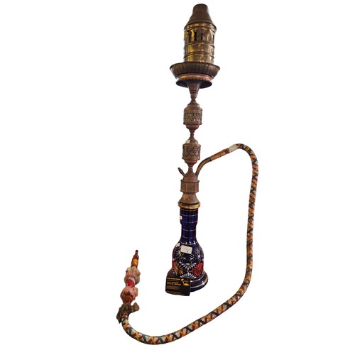 1 - Large Vintage Antique glass & copper hookah shisha pipe with hose