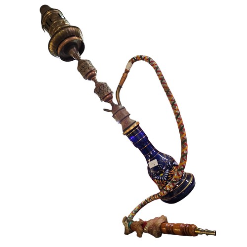 1 - Large Vintage Antique glass & copper hookah shisha pipe with hose