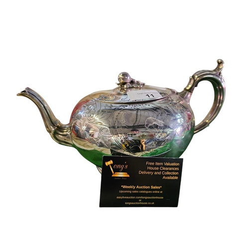 11 - Shaw & Fisher, Sheffield large silver plated tea pot 