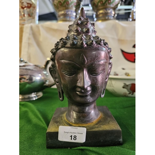 18 - Vintage Bronze Buddha Head Statue - Meditating Buddha Head Bust, Mid Century Buddha Statue. Asian, B... 