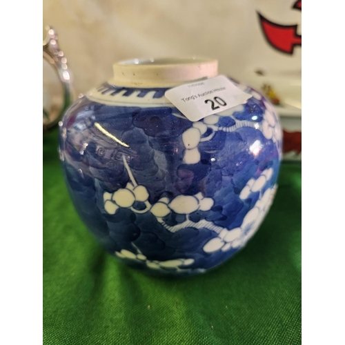 20 - Chinese Blue and White Porcelain Ginger Jar,