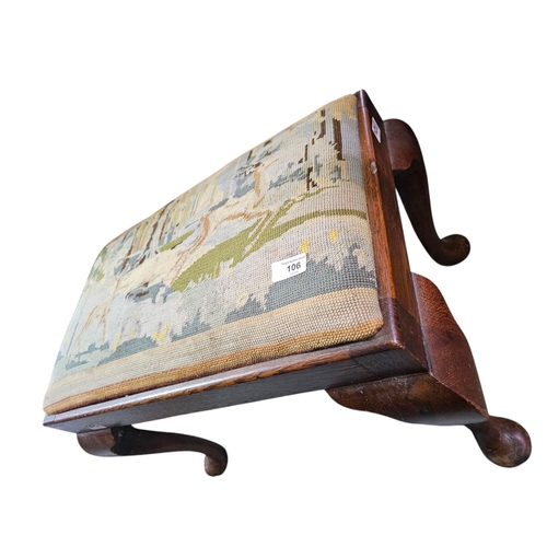 106 - Tapestry topped footstool with cabriole legs