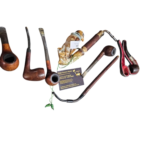 151 - Collection of Smoking Ephemera to include a cased A.G.E. Extra pipe with silver band, a ceramic pipe... 