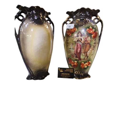 40 - A pair of antique Rococo-style porcelain vases, likely from the Victorian era