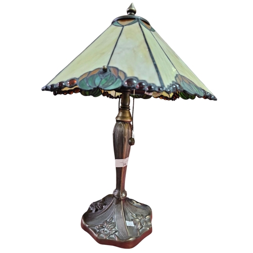 76 - Art Nouveau and Tiffany style table lamp with twin bulbs