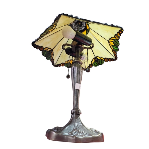 76 - Art Nouveau and Tiffany style table lamp with twin bulbs