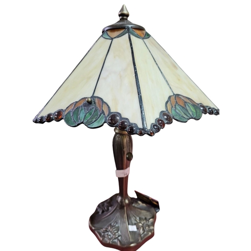 76 - Art Nouveau and Tiffany style table lamp with twin bulbs