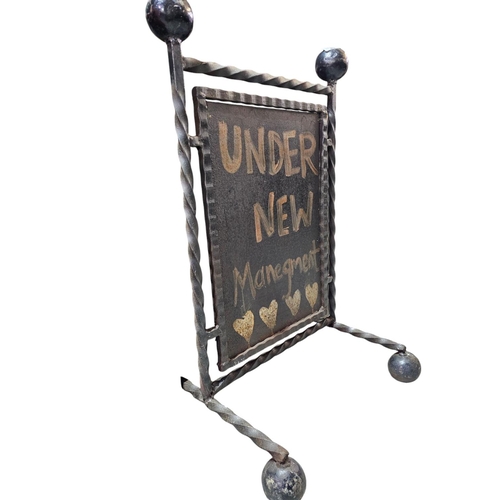 89 - Large heavy metal standalone outside advertising sign