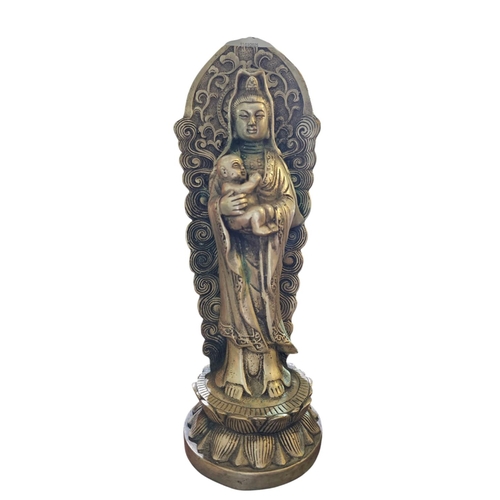 35 - Guanyin China Buddhism Silver Pray Bless Kid Boy GuanYin Kwan-yin Goddess Buddha Statue Statue of Bu... 