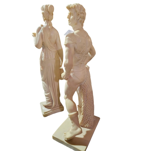 56 - Large Roman Gladiator Sculpture and Greek Goddess figure