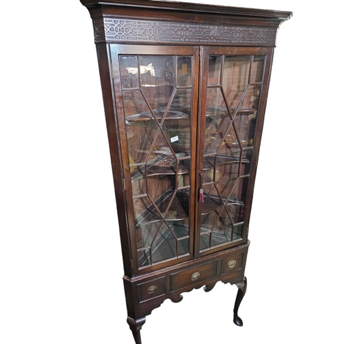 63 - Beautiful Mahogany Antique large corner cabinet