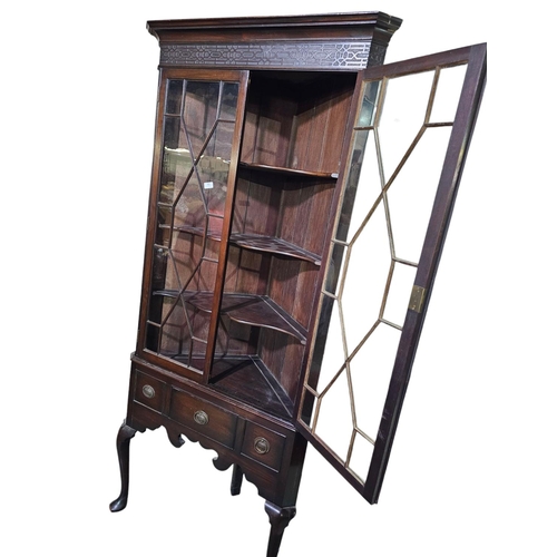 63 - Beautiful Mahogany Antique large corner cabinet