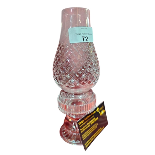 72 - Glass 2 part candle holder in the shape of an oil lamp