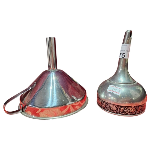 75 - Royal Selenor Pewter wine funnel engraved with 