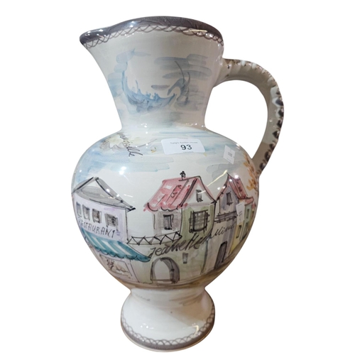 93 - Ulmer Keramik Large hand painted West German jug standing approx 36