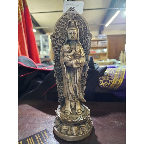 35 - Guanyin China Buddhism Silver Pray Bless Kid Boy GuanYin Kwan-yin Goddess Buddha Statue Statue of Bu... 