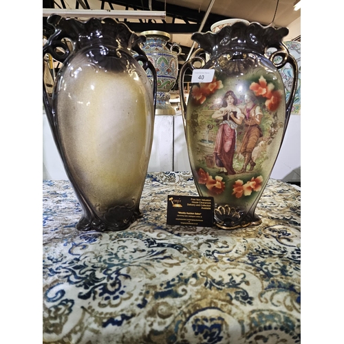 40 - A pair of antique Rococo-style porcelain vases, likely from the Victorian era