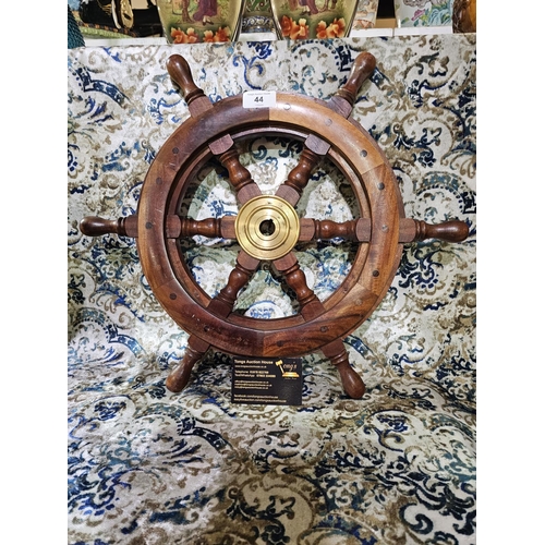 44 - Large wooden decorative ships wheel