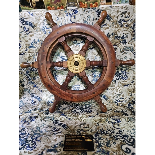 44 - Large wooden decorative ships wheel