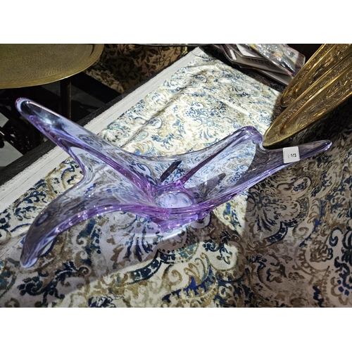 57 - Stunning Viartec Murano style NEODYMIUM lilac and blue glass sculpture