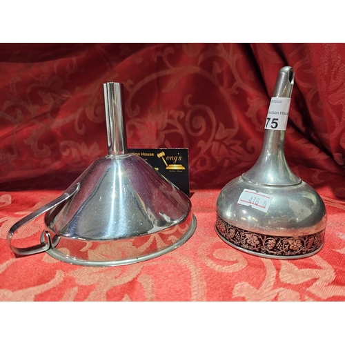 75 - Royal Selenor Pewter wine funnel engraved with 