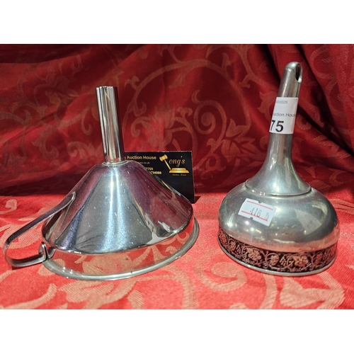 75 - Royal Selenor Pewter wine funnel engraved with 