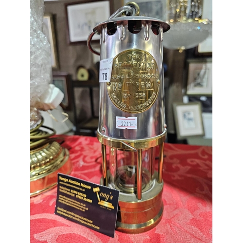 78 - The Protector portable brass and metal oil miners lamp