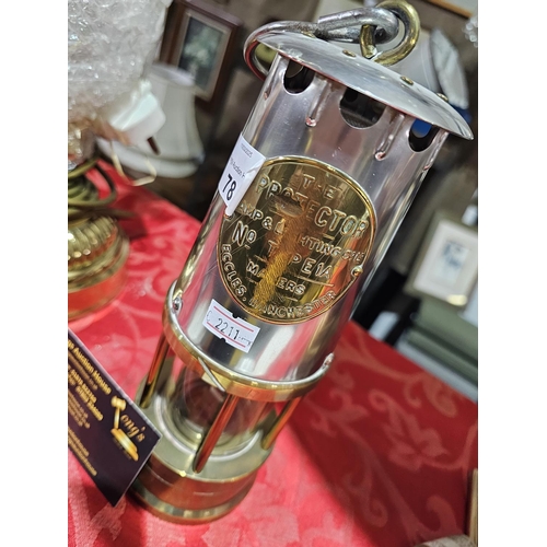 78 - The Protector portable brass and metal oil miners lamp