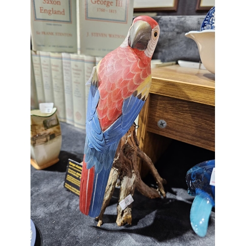 85 - Carved and painted model of a parrot, standing approx 28cm tall