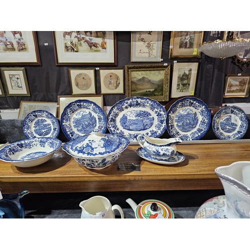 86 - Royal Worcestor Avon Scenes dinner ware to include plates and covered serving dish