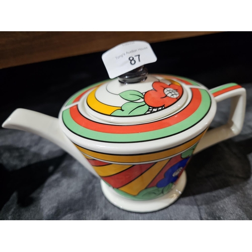 87 - Past Times replica of a Clarice Cliff Bizarre teapot