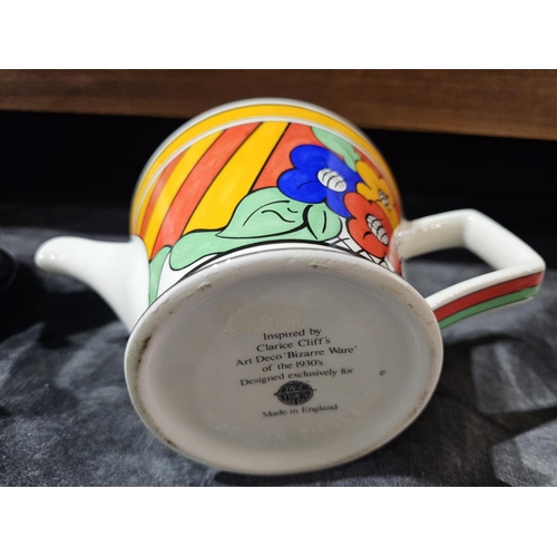 87 - Past Times replica of a Clarice Cliff Bizarre teapot