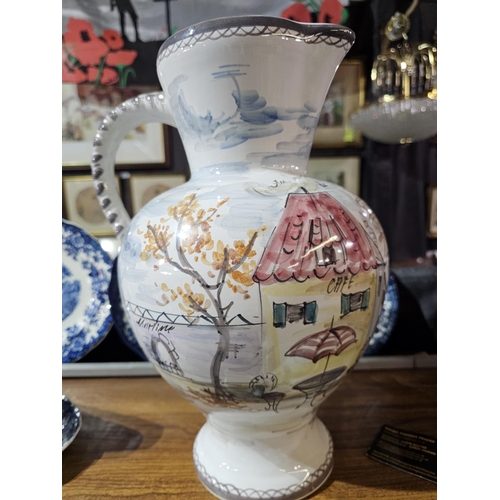 93 - Ulmer Keramik Large hand painted West German jug standing approx 36