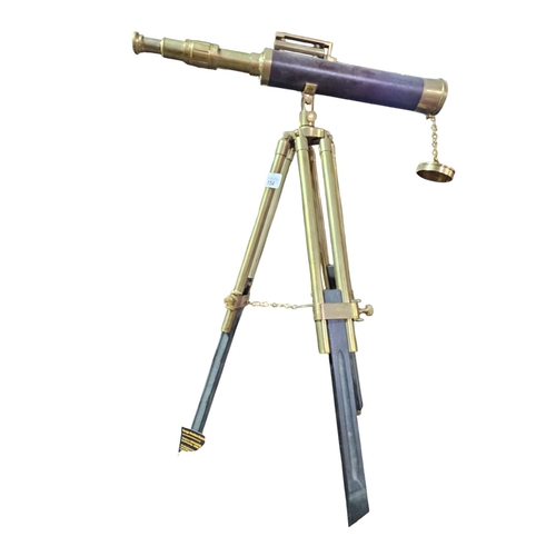 154 - Vintage brass telescope on tripod stand