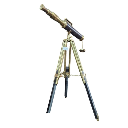 154 - Vintage brass telescope on tripod stand