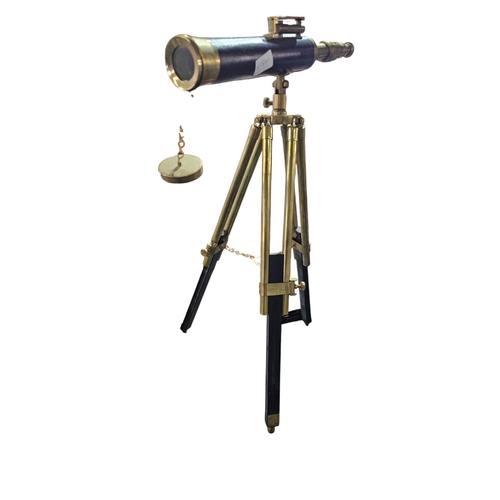 154 - Vintage brass telescope on tripod stand