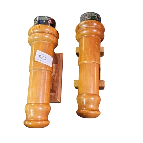 176 - Pair of wooden kaleidoscopes on wooden stands