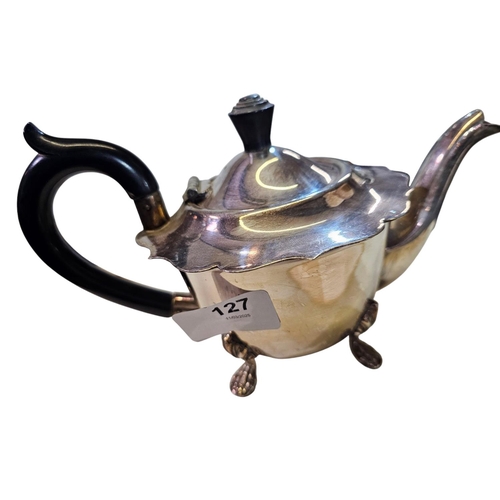 127 - Edwardian silver plated teapot with Bakelite handle