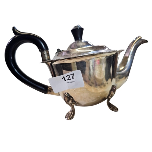 127 - Edwardian silver plated teapot with Bakelite handle