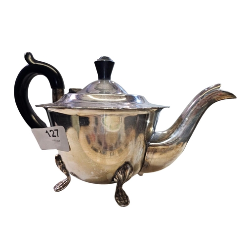 127 - Edwardian silver plated teapot with Bakelite handle