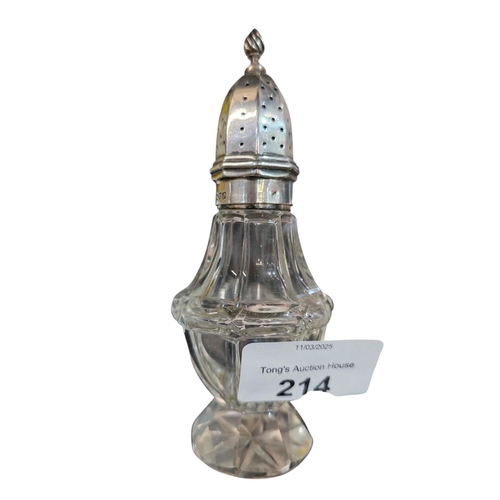 214 - Chester Silver glass pepper pot